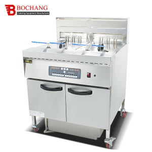 Vertical 2-Tank Computer Fryer With Oil Filter Cart （4-Basket） BDF-30-2A