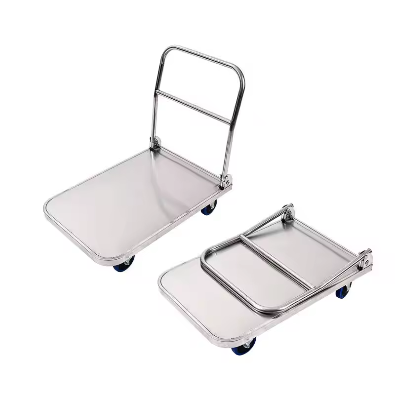 RUITAI Foldable for easy storage push cart dolly functional moving platform hand trolley cart with 360 degree swivel wheels