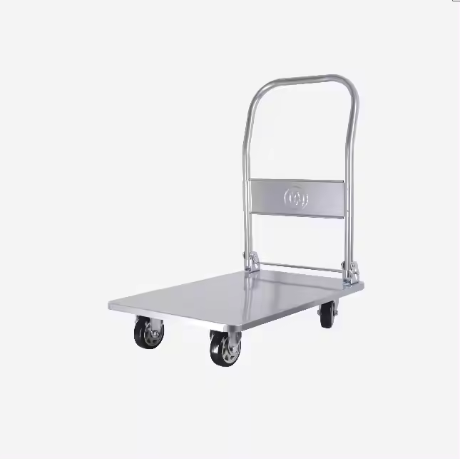 Stainless steel Foldable Hand Truck Cart Platform Trolley For Warehouse