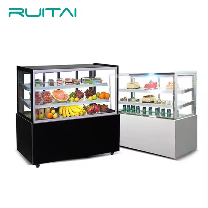 RT 100L Food Showcase with Light Customized Small Glass Cabinet Cake Display Showcase